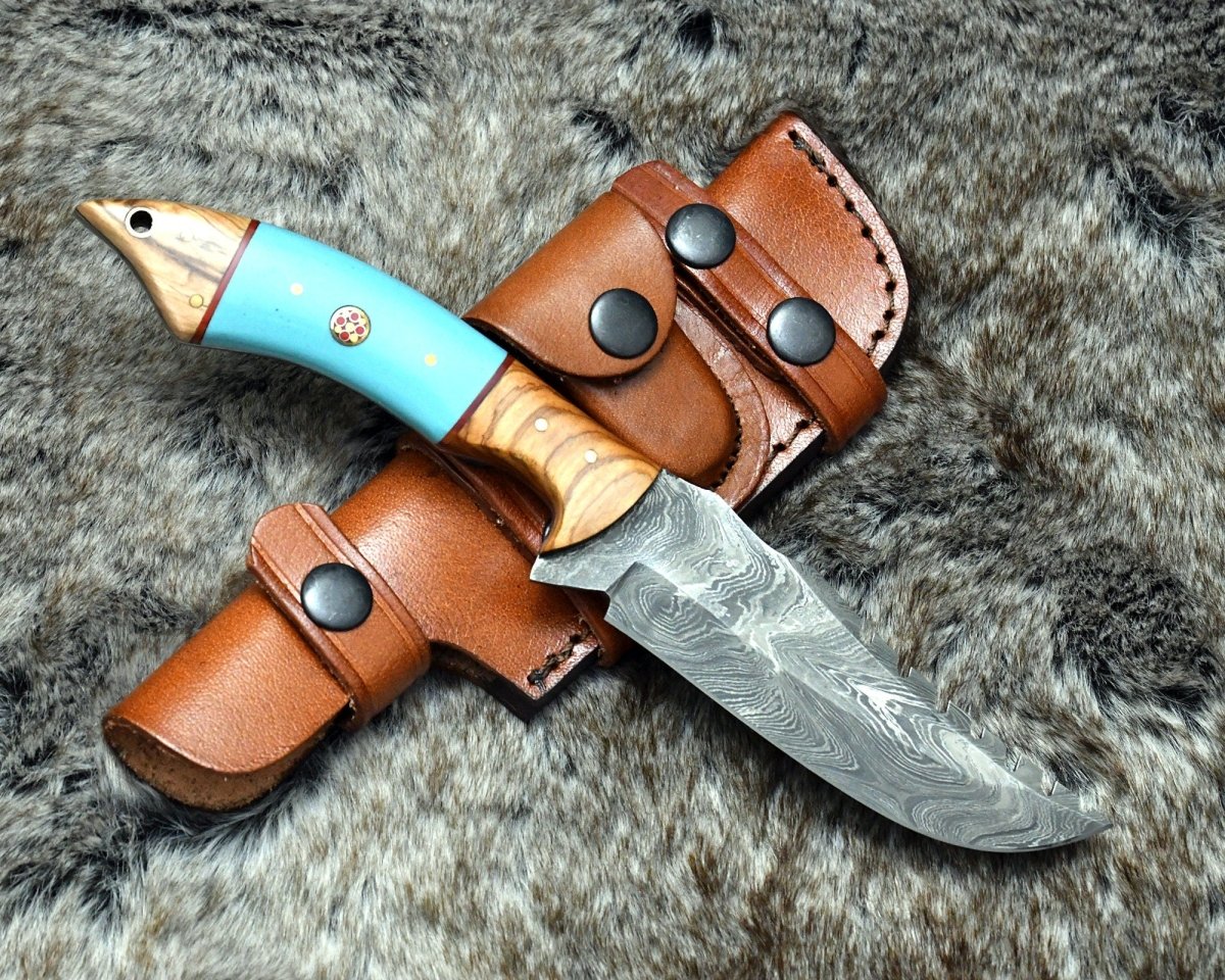 Warlock Hunting Knife with Olive Wood and Resin Handle